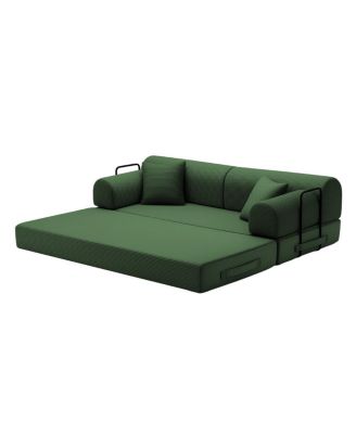 Convertible Corduroy Sleeper Sofa Bed with Pillow