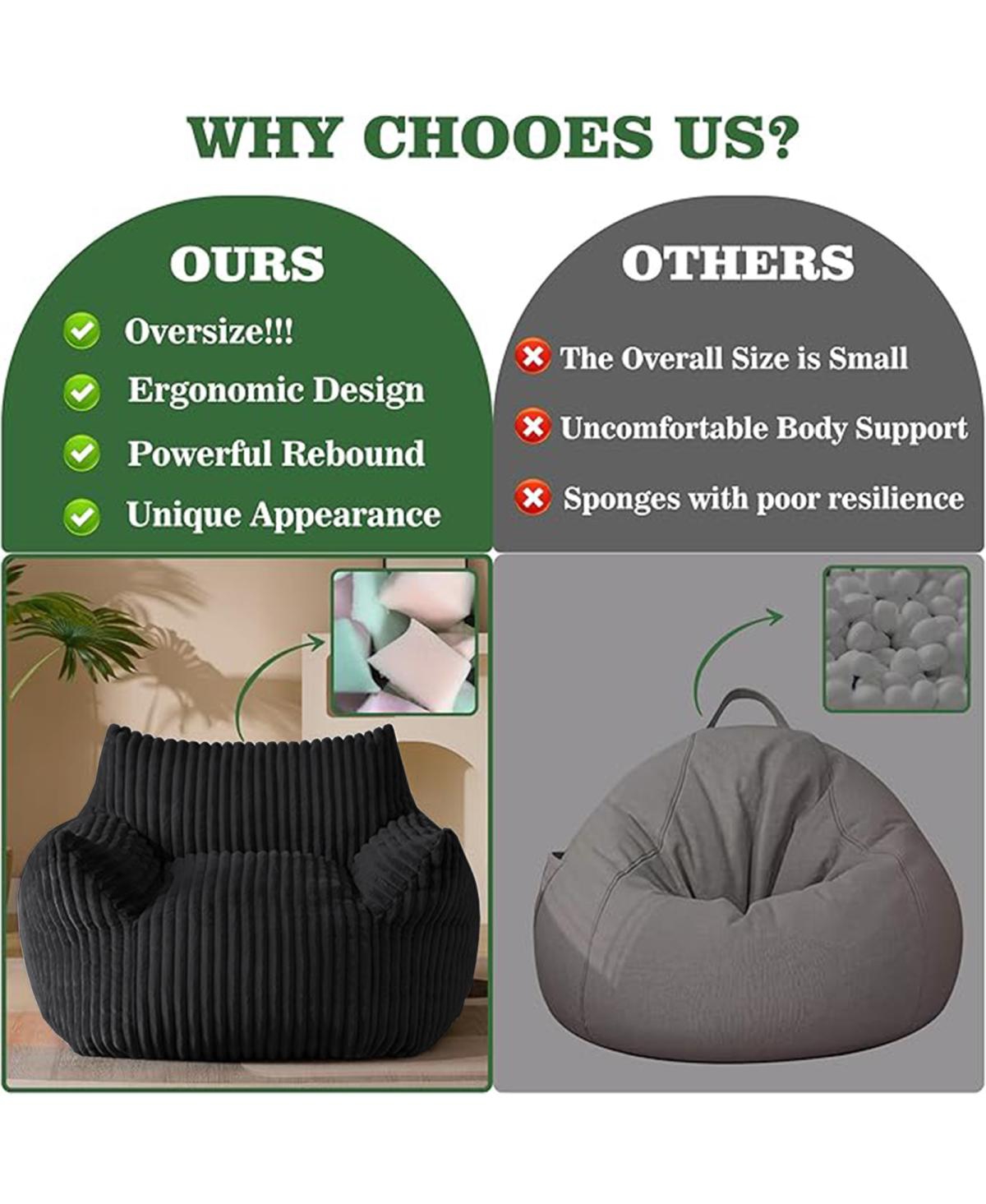 Streamdale Furniture Ergonomic Corduroy Lounge Chair with Ottoman