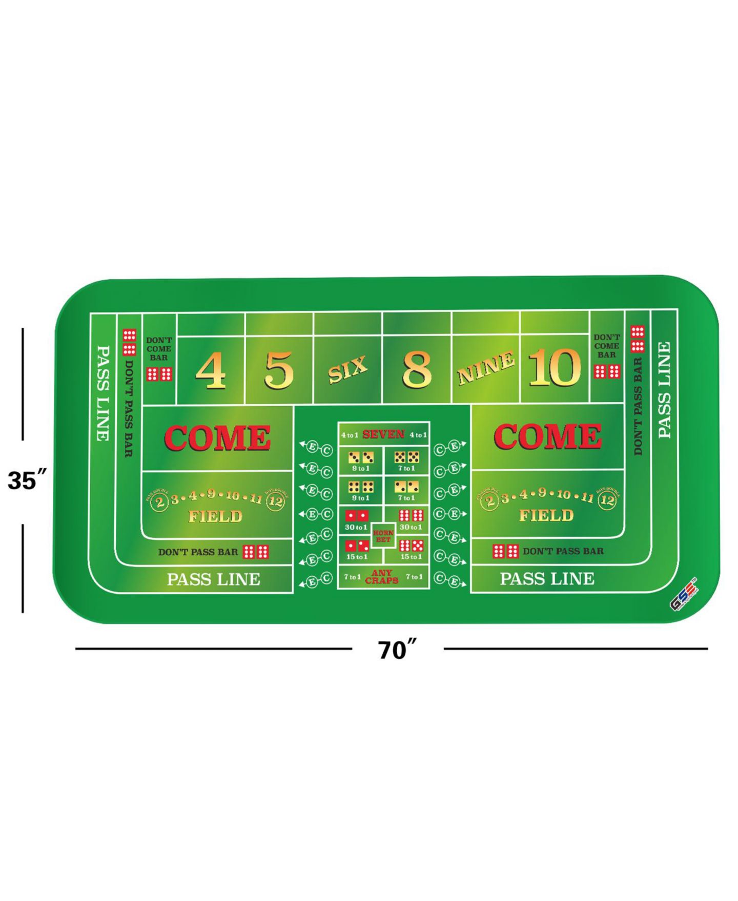 Детская игрушка GSE Games & Sports Expert Casino Craps Non-Slip Herringbone Rubber Tabletop Layout Mat, 70" x 35", от 3 лет — фото 2