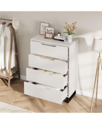 4 Drawer Tall Dresser, Freestanding Wooden Storage Cabinet for Hallway