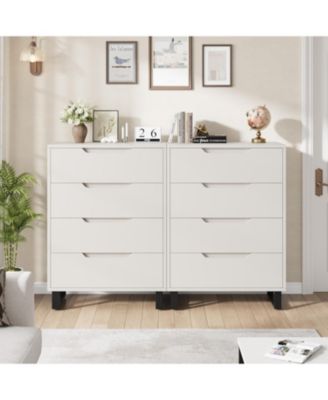 4 Drawer Tall Dresser, Freestanding Wooden Storage Cabinet for Hallway