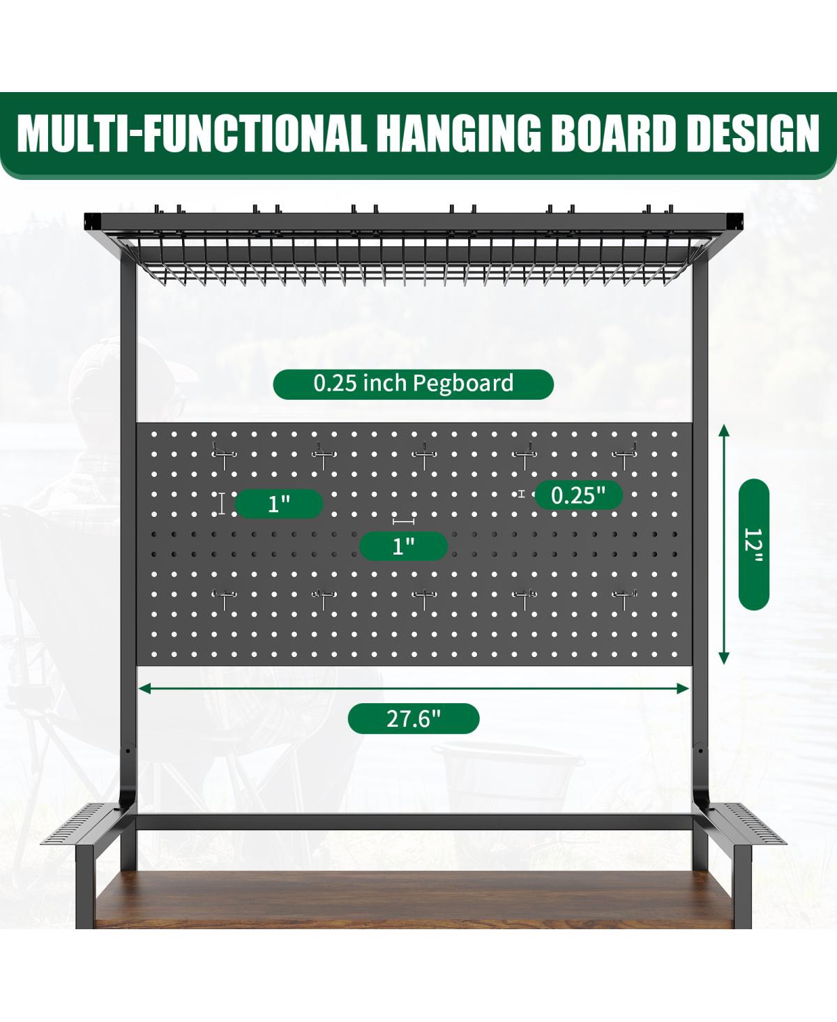 Streamdale Furniture Fishing Rod Storage Rack & Tackle Organizer Cart with Wheels