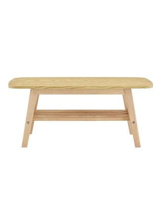 Solid Wood 2-Tier Coffee Table with Storage Shelf