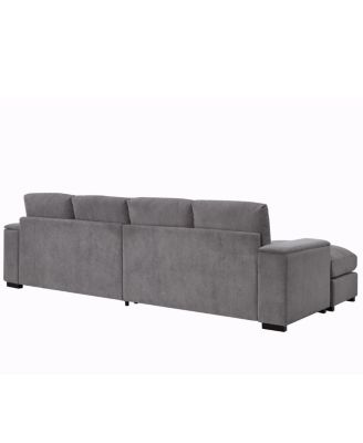 Corduroy Deep Seat Sectional Sofa Couch with Ottomans - (4-Seat, 2-Ottoman)