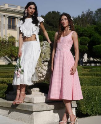 Women's Gingham Checkered Midi Dress