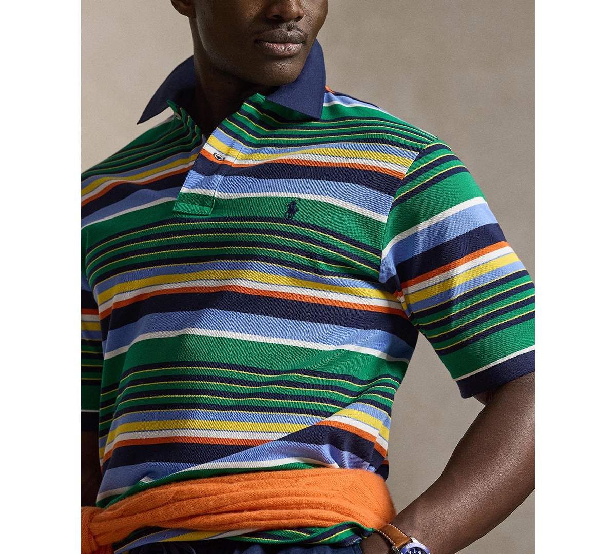 Polo Ralph Lauren Men's Big & Tall Striped Mesh Shirt