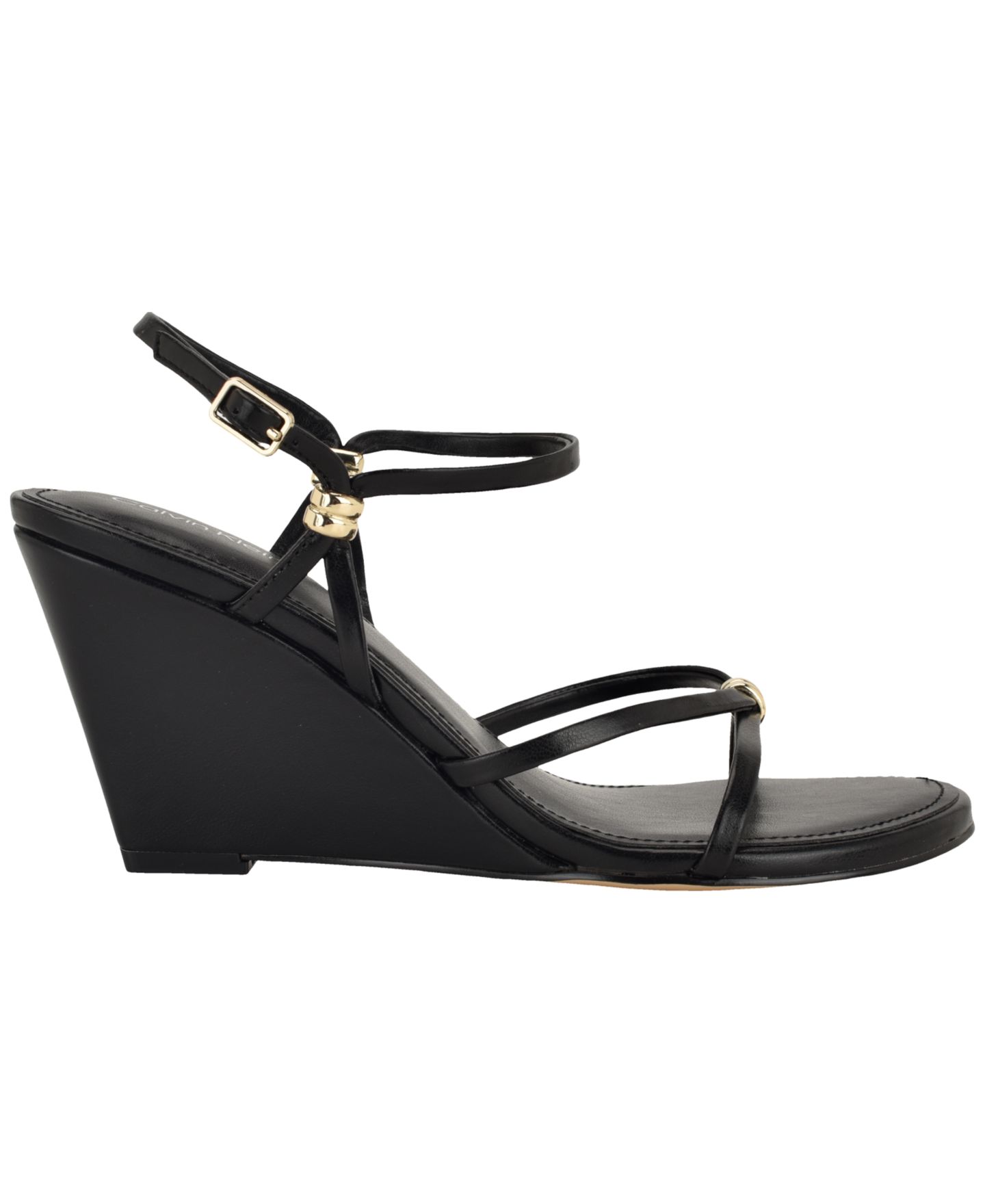 Женские сандалии Calvin Klein Deliney Strappy Wedge Dress Sandals, цвет: Чёрный — фото 2