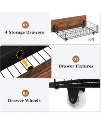  Bed Frame with Wooden Headboard – Features a Platform Design with Under-Bed Storage and Metal Legs, Noise-Free Operation
