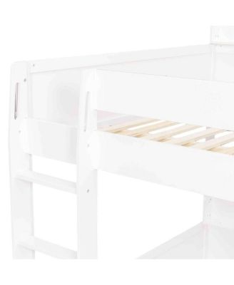 Queen Over Bunk Bed with Storage Shelves and USB Ports