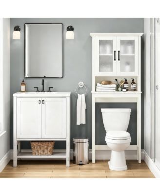 Adjustable Over the Bathroom Storage Shelf with Glass Doors