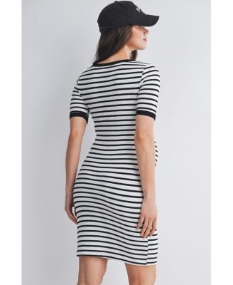Maternity Striped Bodycon Short Sleeve Dress