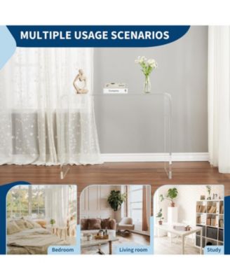 Acrylic Narrow Console Table for Entryway Acrylic Desk, Square Legs, Skinny Entry Table for Sofa, Foyer, Hallway, Living Room