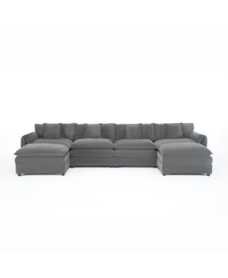 Modular Sectional Sofa, Oversized Deep Seat U Shaped Couch Set, 4-Seater Comfy Cloud Couches with Movable Ottomans, DIY Combination