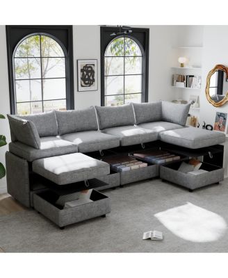 Modular Sectional Sofa with Storage and Sleeper Function