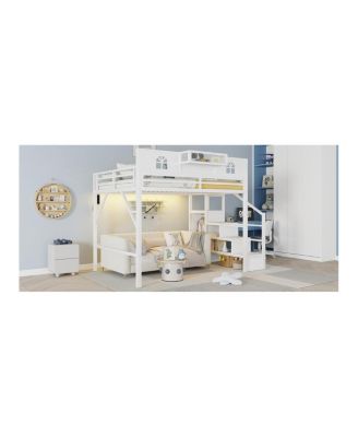 Queen Size Loft Bed with Stairs and Wardrobe