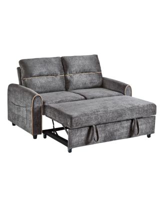 Chenille Pull Out Sofa Bed, 58-inch Sleeper Loveseat with Adjustable Backrest
