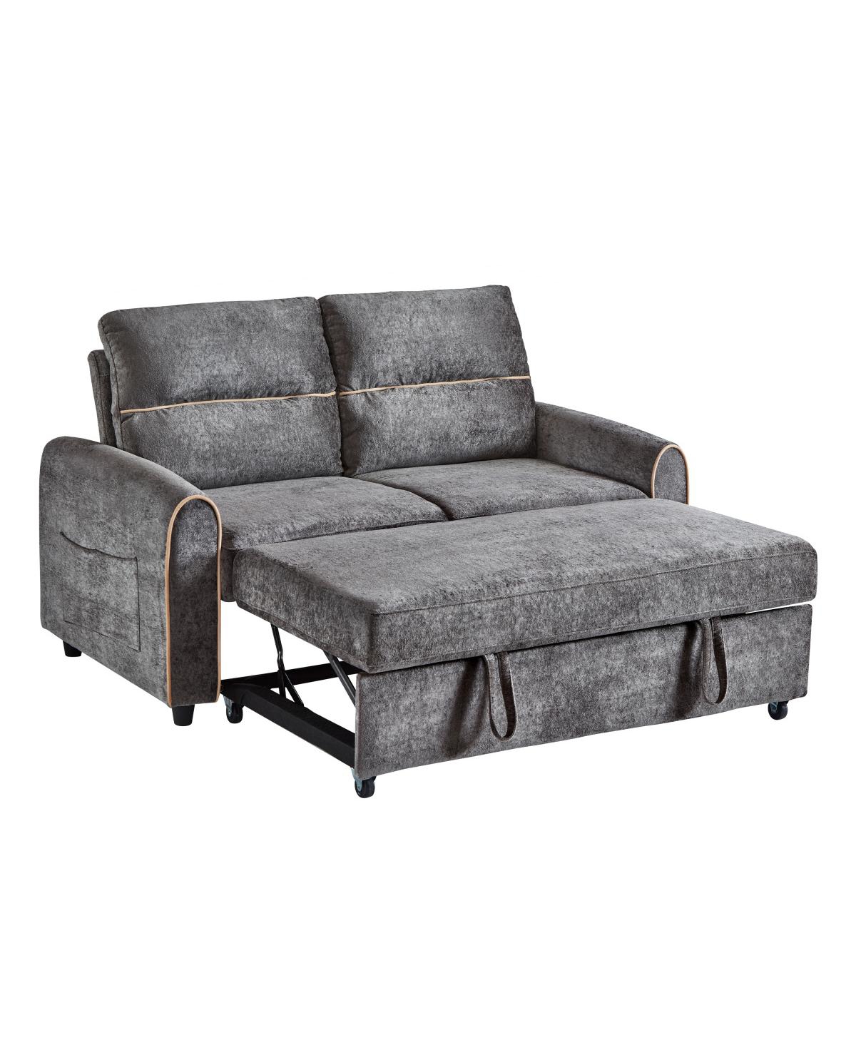 Streamdale Furniture Chenille Pull Out Sofa Bed, 58-inch Sleeper Loveseat with Adjustable Backrest
