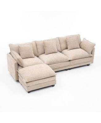3-seat combo sofa with storage ottoman and footrest