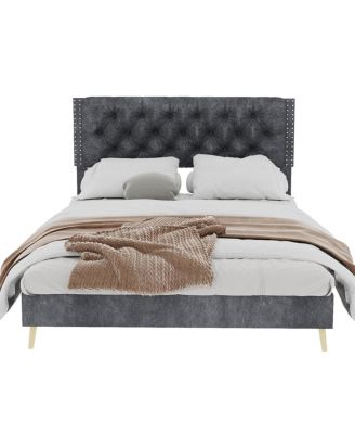 Velvet Upholstered Queen Bed - Luxurious & Peaceful Master Bedroom Focus