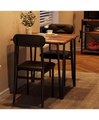 Dining Table Set for 4 Kitchen Table with Upholstered Chairs for Kitchen Room and Small Spaces (Retro Table with 2 Upholstered Chairs)