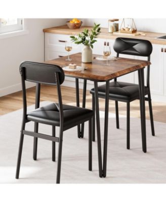 Dining Table Set for 4 Kitchen Table with Upholstered Chairs for Kitchen Room and Small Spaces (Retro Table with 2 Upholstered Chairs)