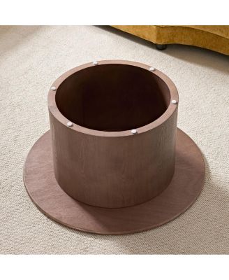 Coffee Table Set of 2, Round MDF Living Room Table, Walnut