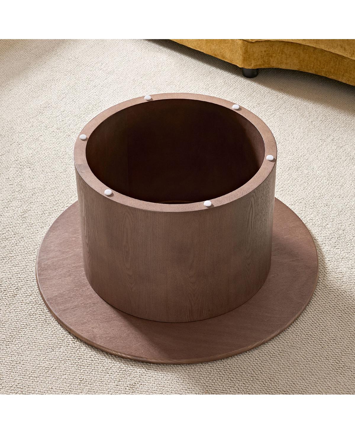 Streamdale Furniture Coffee Table Set of 2, Round Mdf Living Room Table, Walnut