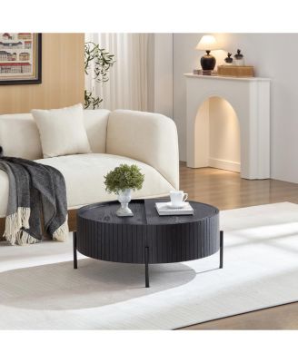Round Coffee Table with Storage - Modern Accent Tea Table