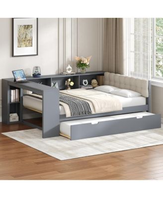 Streamdale Wood  Platform Bed w/Storage, Trundle, Charging Station
