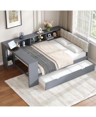 Streamdale Wood  Platform Bed w/Storage, Trundle, Charging Station