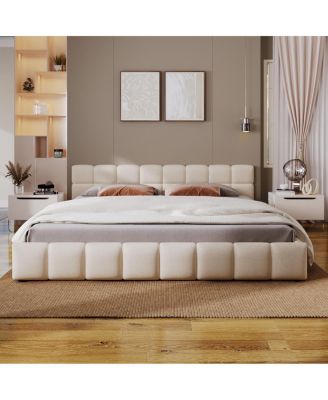 Streamdale Elegant  Chenille Upholstered Bed with Checkerboard Design