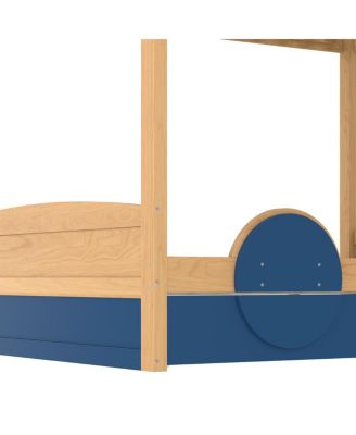 Streamdale  Bunk Bed with Trundle, Wood Bunk Bed Frame with Bookshelf