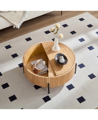 Round Coffee Table with Storage Modern Accent Tea Table