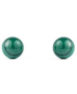3-Pc. Lavender Jade, Yellow Jade and Malachite (8mm) Stud Earrings Set in Sterling Silver