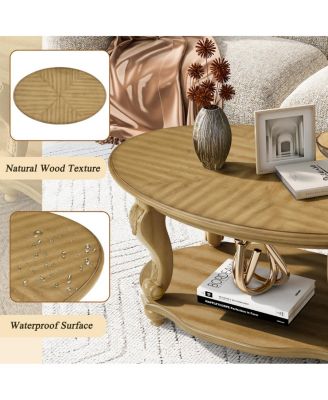 Streamdale 42" Oval Wood Coffee Table with Open Storage Shelf