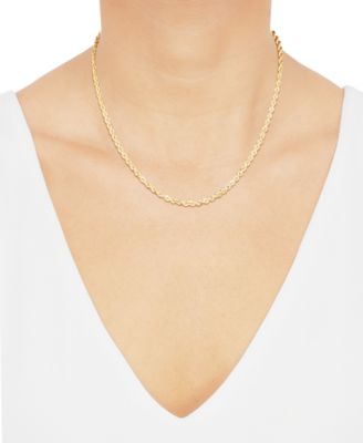 Hollow Rope Chain Necklace in 10k Yellow Gold