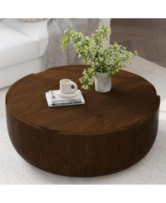 Streamdale Modern Wood Grain Drum Coffee Table
