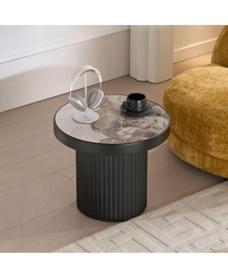 Streamdale Set of 2 Coffee Table, Round Sintered Stone Tabletop for Living Room