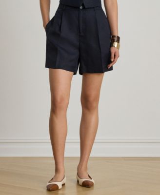Women's Pleated High-Rise Twill Shorts