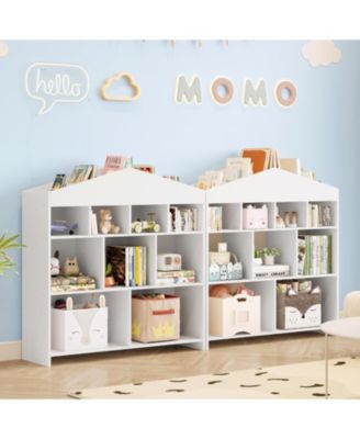 9-Cubby Kids Bookshelf –  Wooden Toy Storage Organizer, Toddler Bookcase and Playhouse Cabinet Shelf for Boys and Girls