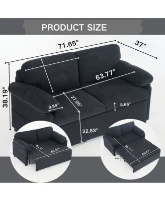 Convertible Pull Out Sofa Bed Queen Size, 3-in-1 Sleeper Couch with Storage