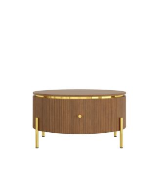 31.5" Modern Round Coffee Table with 2 Drawers