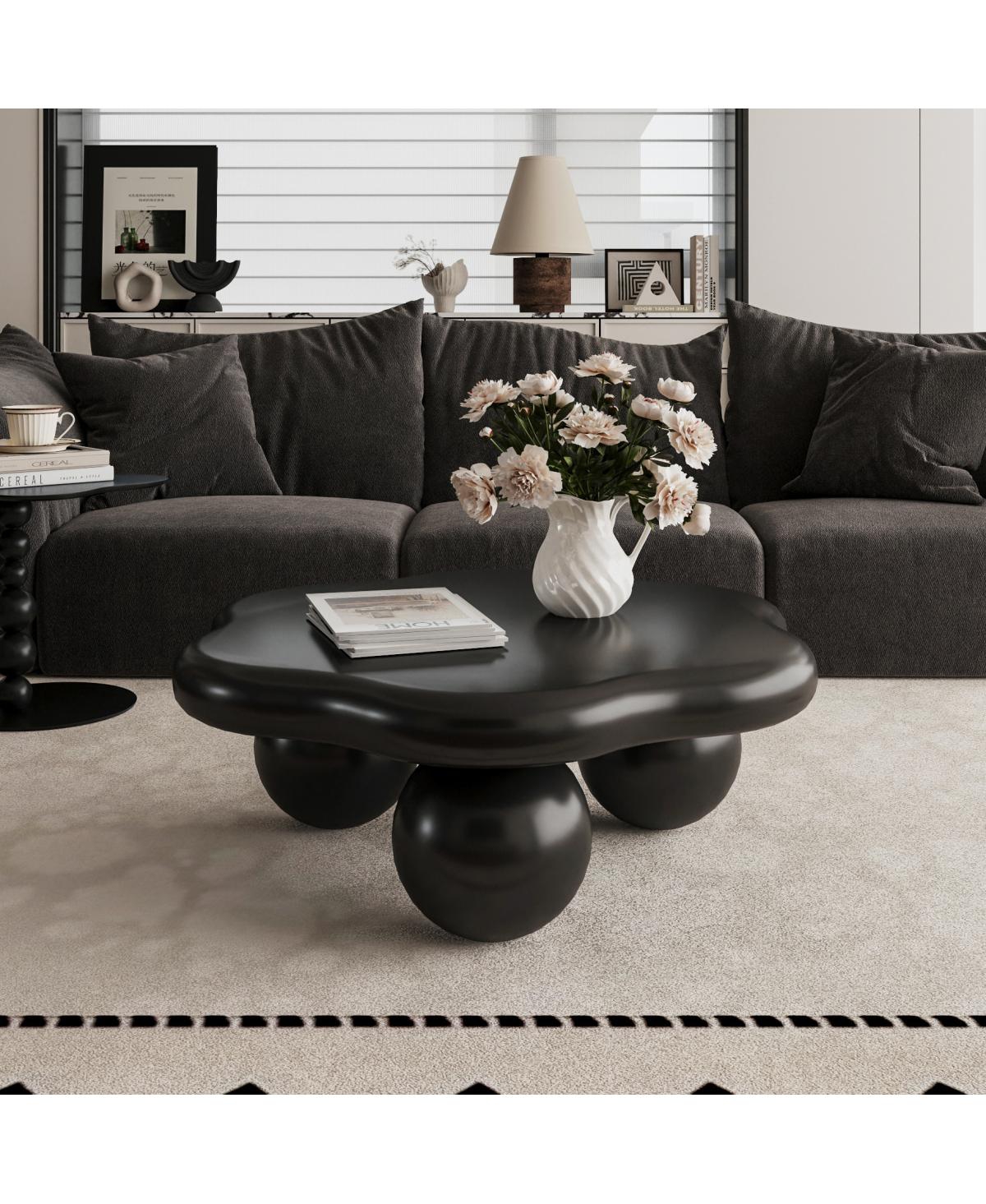 Streamdale Furniture 35" Cloud Shaped Coffee Table, Petal-Shaped Modern Minimalist Coffee Table