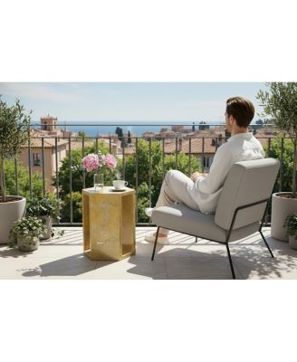 40cm x 32cm Luxury Spanish Gold Marble Hexagonal Side Table