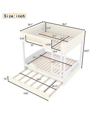 Full Bunk Bed with Trundle and Storage