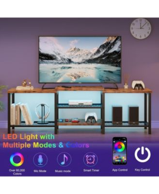 TV Stand to 75 Inch TV, Entertainment Center with Power Outlet,TV Media Console Table with 3-Tier Open Storage Shelves