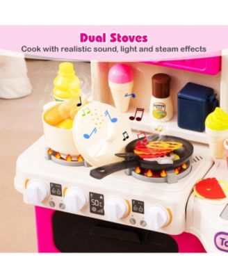 Pretend Play Kitchen Set for Kids with Lights and Sound Effects