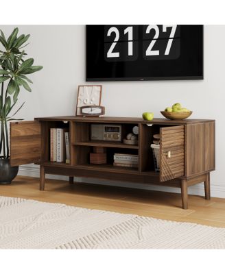 Mid-Century Modern Walnut TV Stand for Living Room & Bedroom