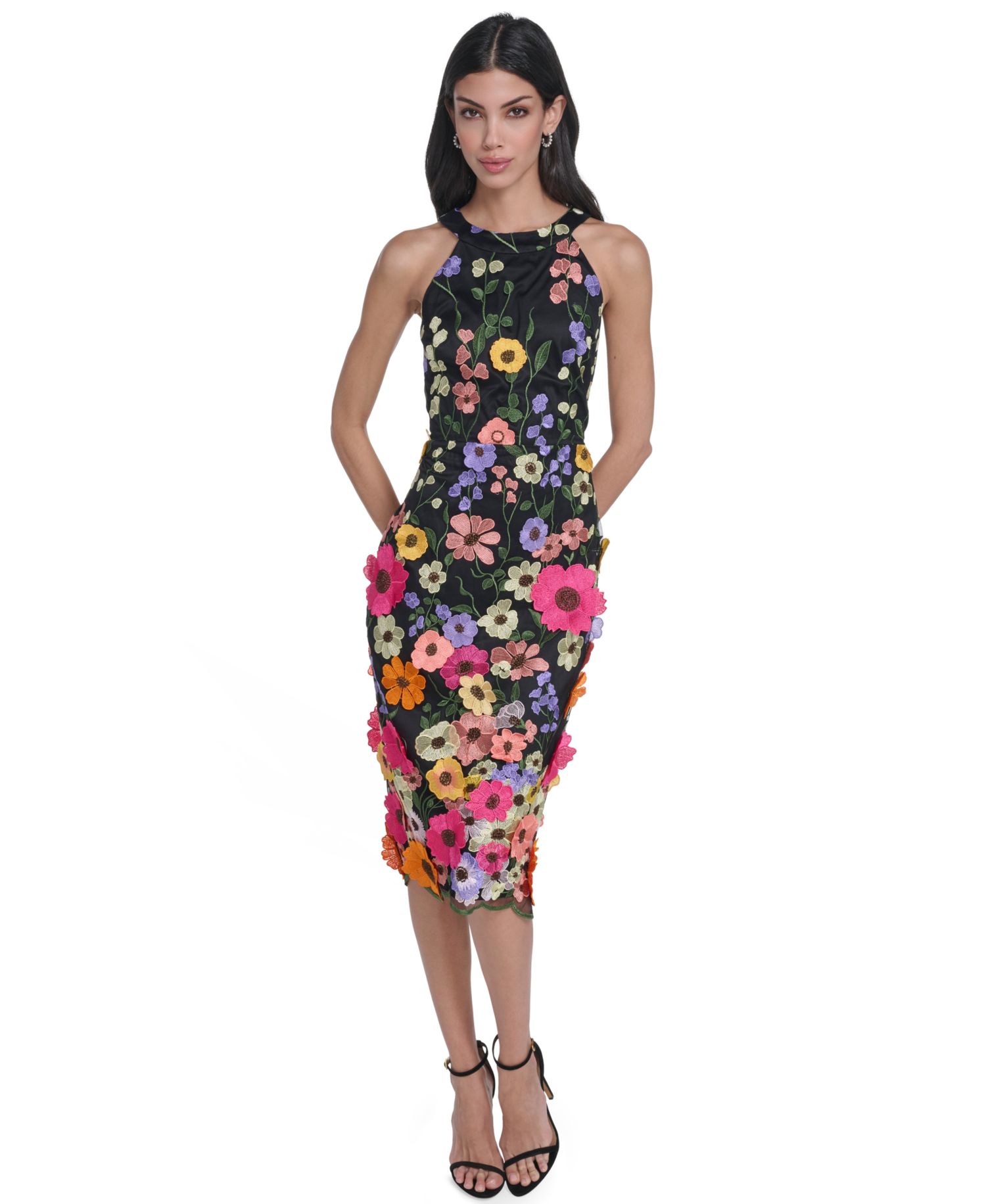 Petite 3D Floral Sheath Dress
