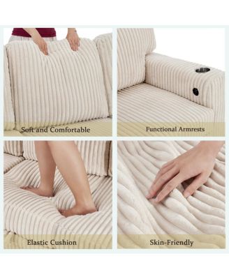 L-Shaped Sectional Sofa Bed with Pull-Out Bed & Storage